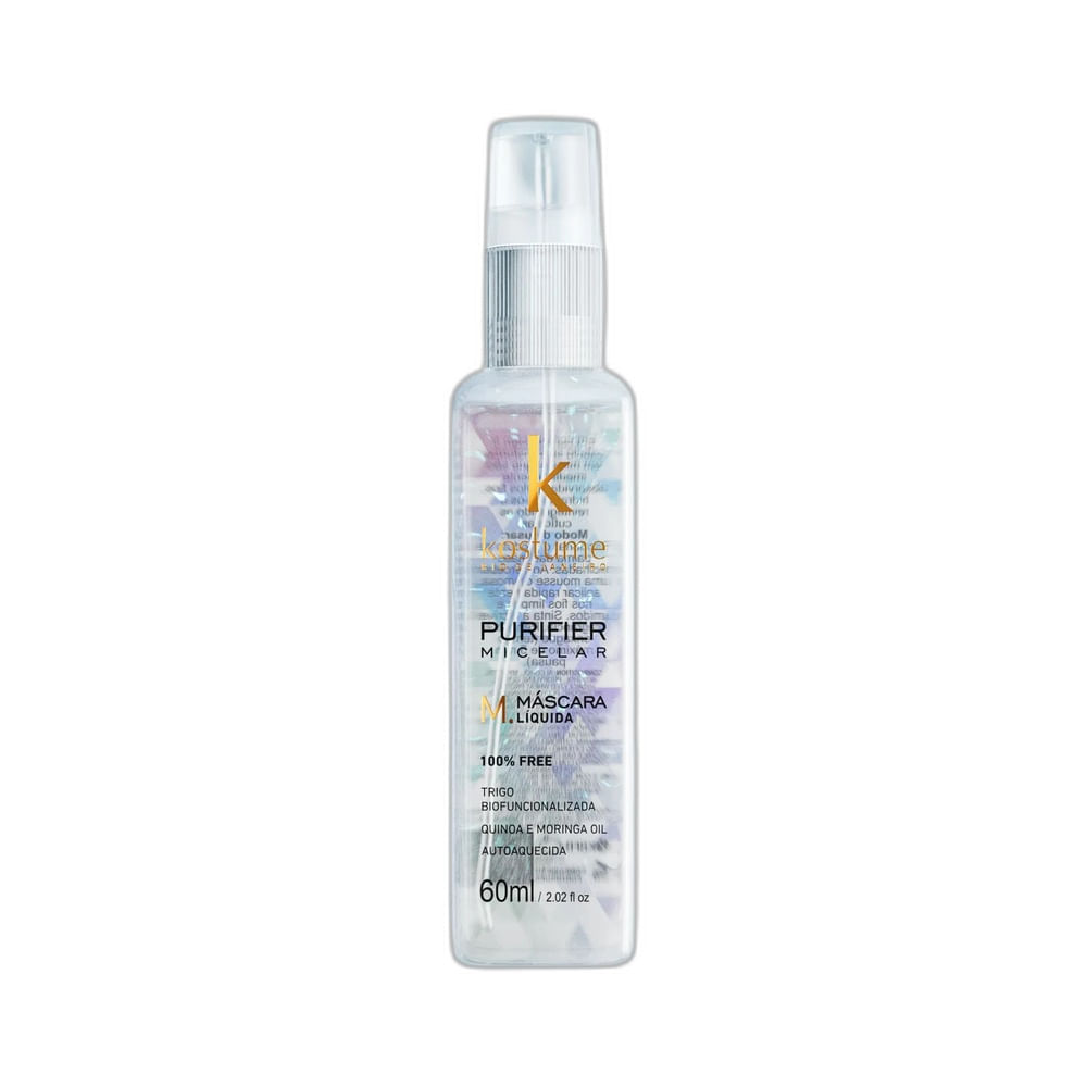 Frasco transparente com Máscara Líquida Capilar Kostume Purifier Micelar 60ml